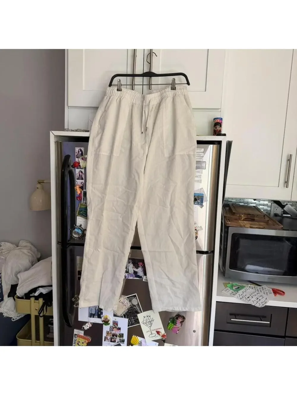 Men's Cream and White Trousers
